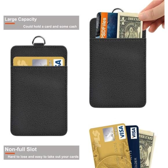 PU Leather ID Badge Holder, Life-Mate ID Badge Holder with 1 Clear ID Window 1 - Picture 4 of 7